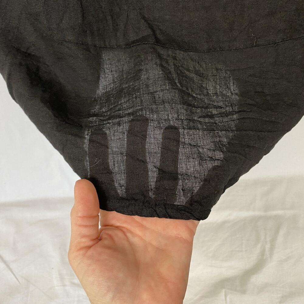 Angela Mara Linen Shift Dress Womens Large Black Sequin Trim Lagenlook Flowy - Picture 4 of 12